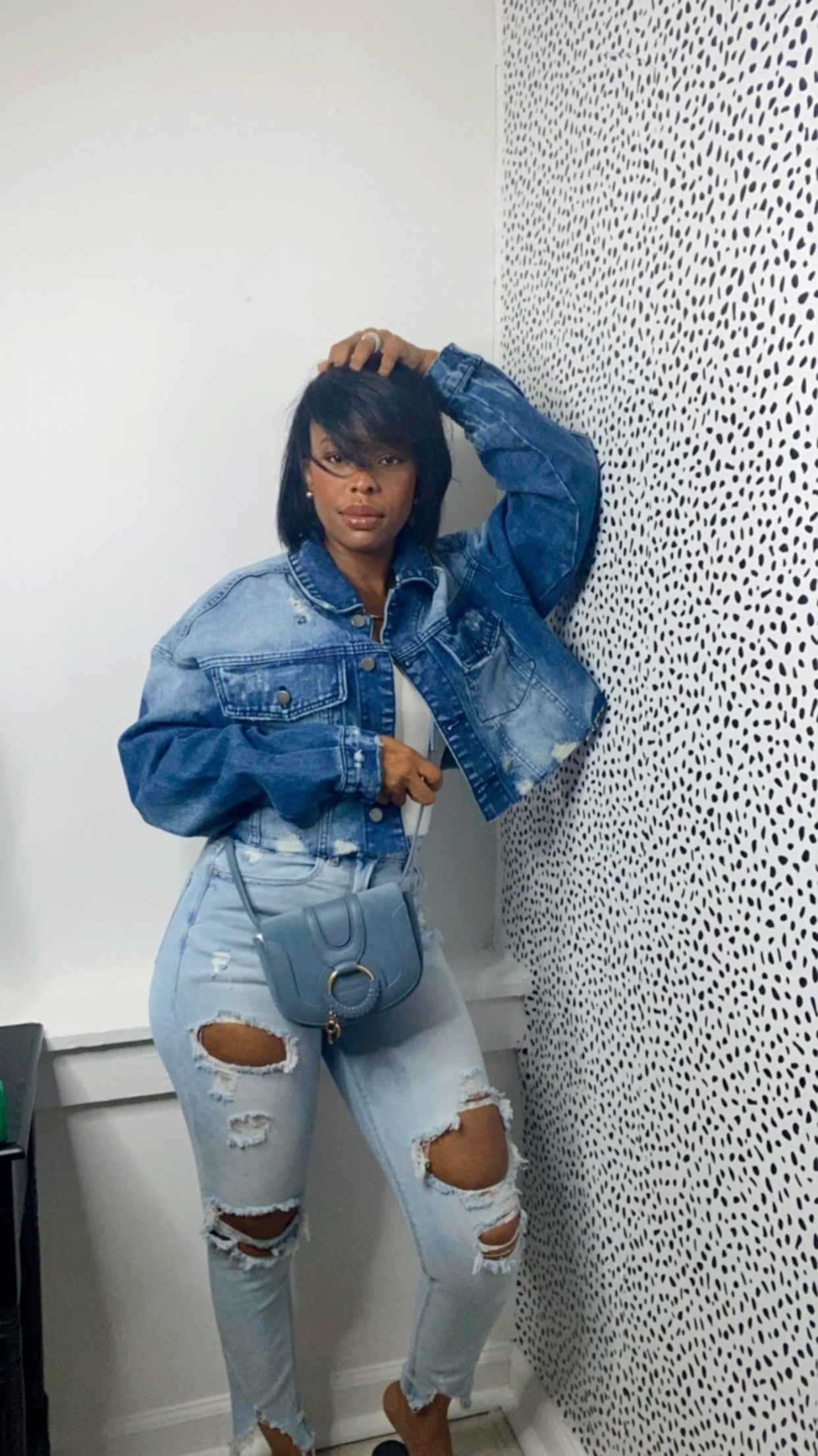 LaLaLady |Oversized Cropped Premium Denim Jacket